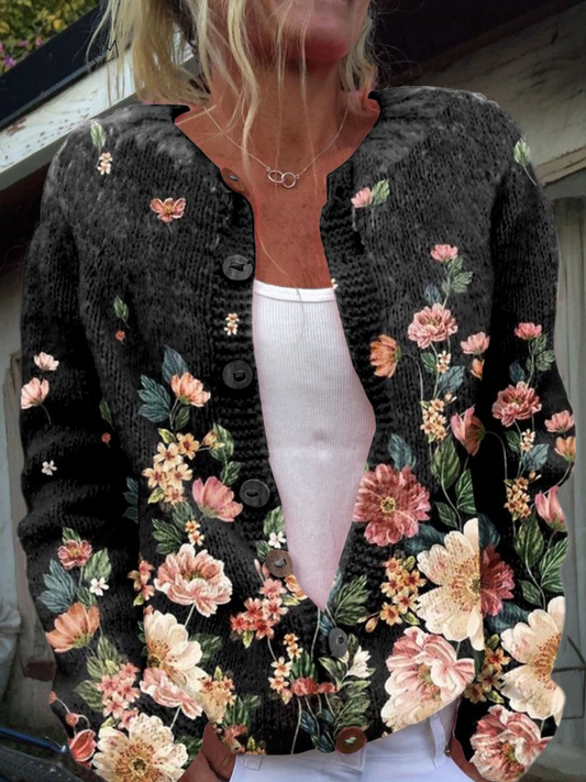 Annelies | Gebreid vest met bloemenprint